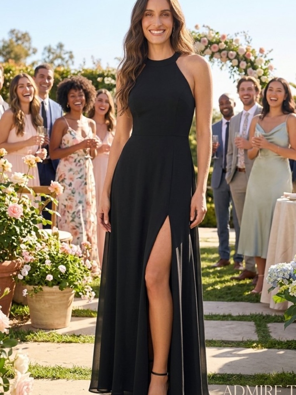 New Lulus Confidently Charismatic  Halter Evening Dress with Side Slit Sz XL